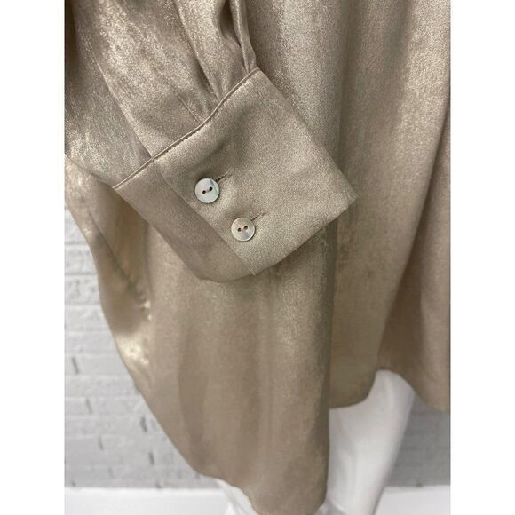 Soft Surrounding Gigi Gold Split Neck Hi-Low Long Sleeve Shirt Size L - Picture 7 of 11